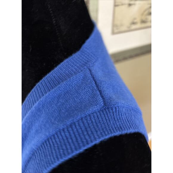 Talbots Sweater Womens sz M Cashmere Pullover Sleeveless Knit Vest New royal blu - Picture 6 of 8